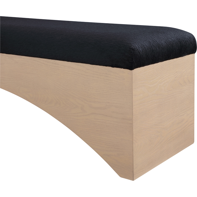 Meridian Furniture Lawson Black Velour Fur Fabric Bench