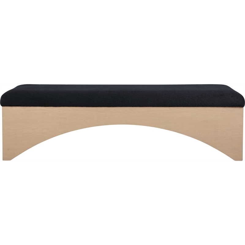 Meridian Furniture Lawson Black Velour Fur Fabric Bench