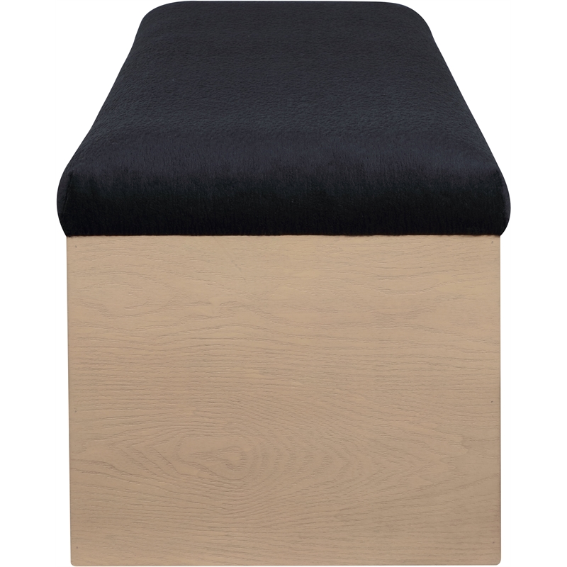 Meridian Furniture Lawson Black Velour Fur Fabric Bench