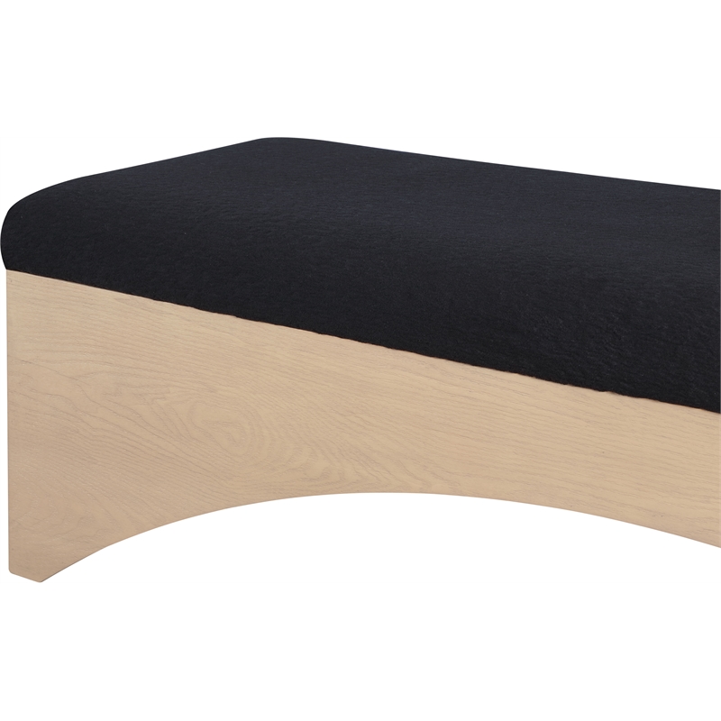 Meridian Furniture Lawson Black Velour Fur Fabric Bench