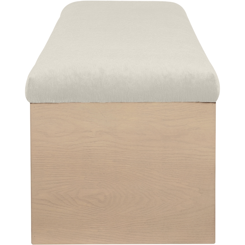 Meridian Furniture Lawson Cream Velour Fur Fabric Bench