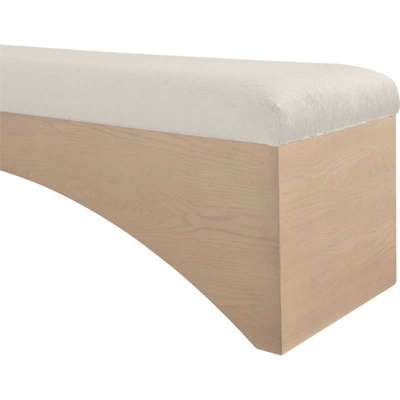 Meridian Furniture Lawson Cream Velour Fur Fabric Bench