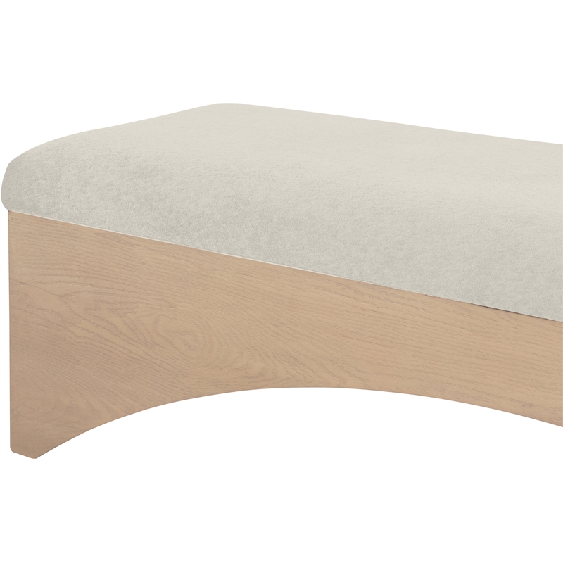 Meridian Furniture Lawson Cream Velour Fur Fabric Bench