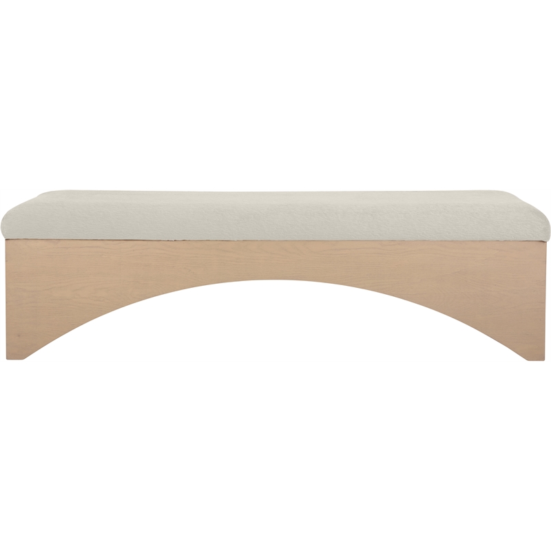 Meridian Furniture Lawson Cream Velour Fur Fabric Bench