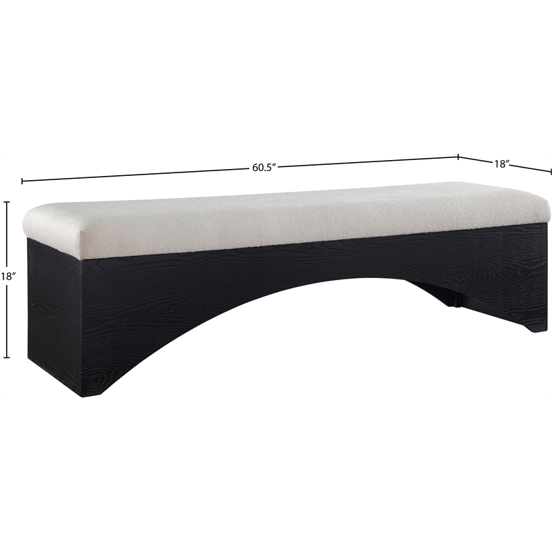 Meridian Furniture Lawson Beige Velour Fur Fabric Bench