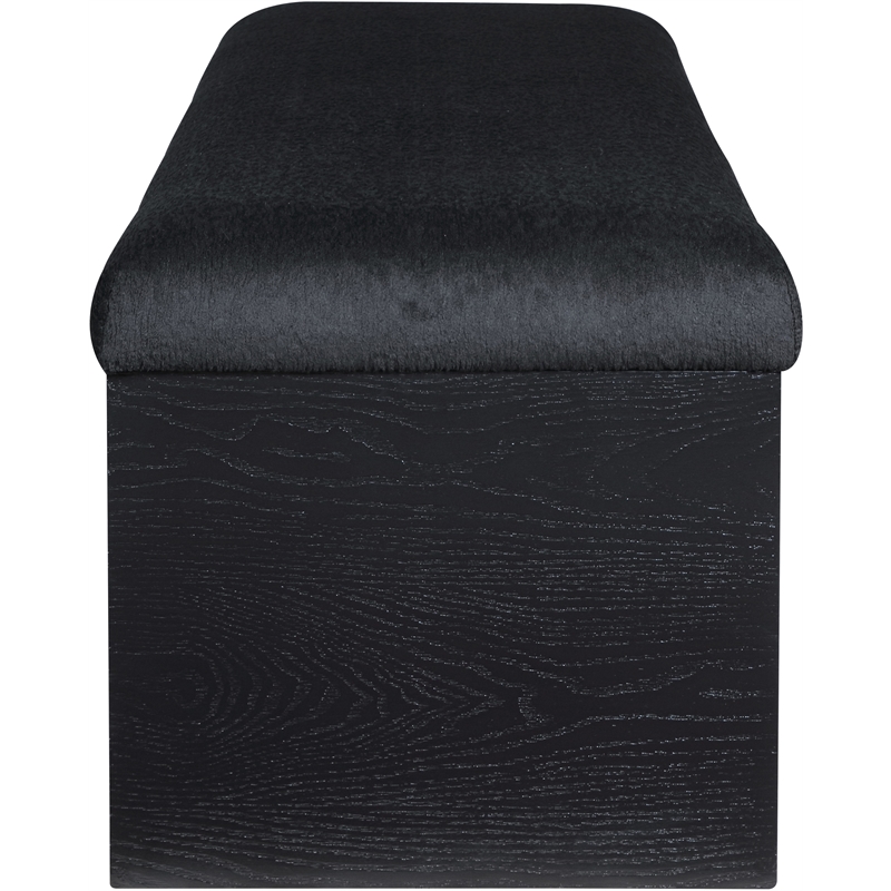 Meridian Furniture Lawson Black Velour Fur Fabric Bench