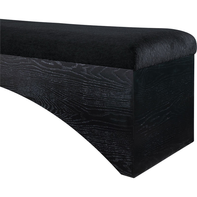 Meridian Furniture Lawson Black Velour Fur Fabric Bench