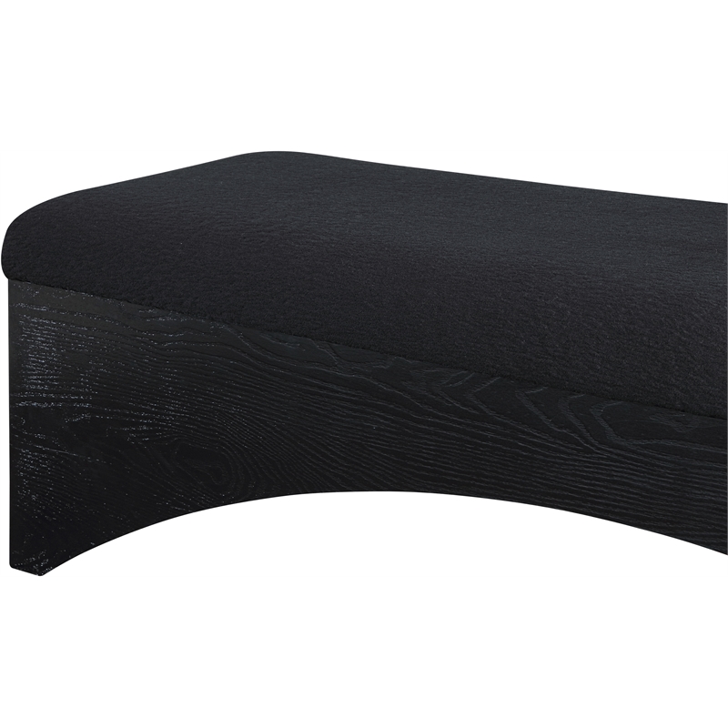Meridian Furniture Lawson Black Velour Fur Fabric Bench