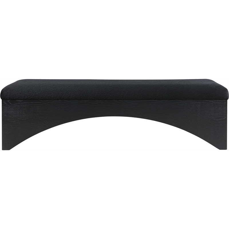 Meridian Furniture Lawson Black Velour Fur Fabric Bench