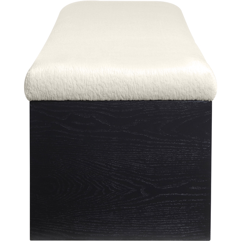 Meridian Furniture Lawson Cream Velour Fur Fabric Bench