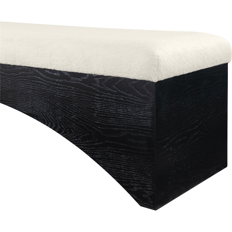 Meridian Furniture Lawson Cream Velour Fur Fabric Bench