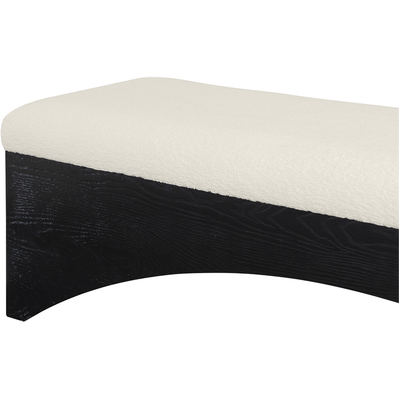 Meridian Furniture Lawson Cream Velour Fur Fabric Bench