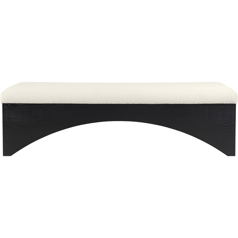 Meridian Furniture Lawson Cream Velour Fur Fabric Bench