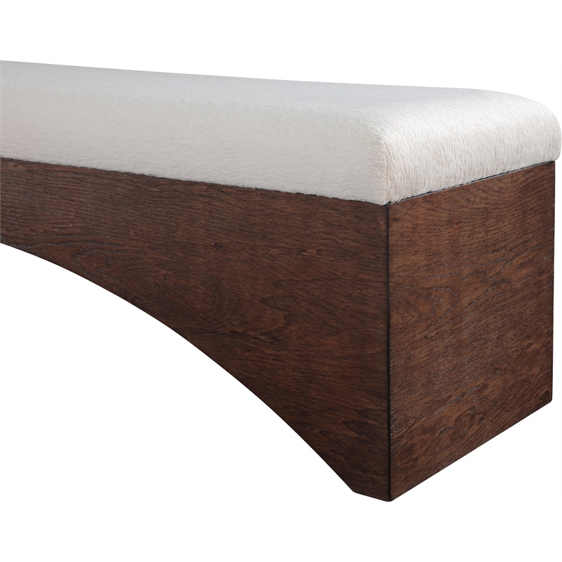 Meridian Furniture Lawson Beige Velour Fur Fabric Bench