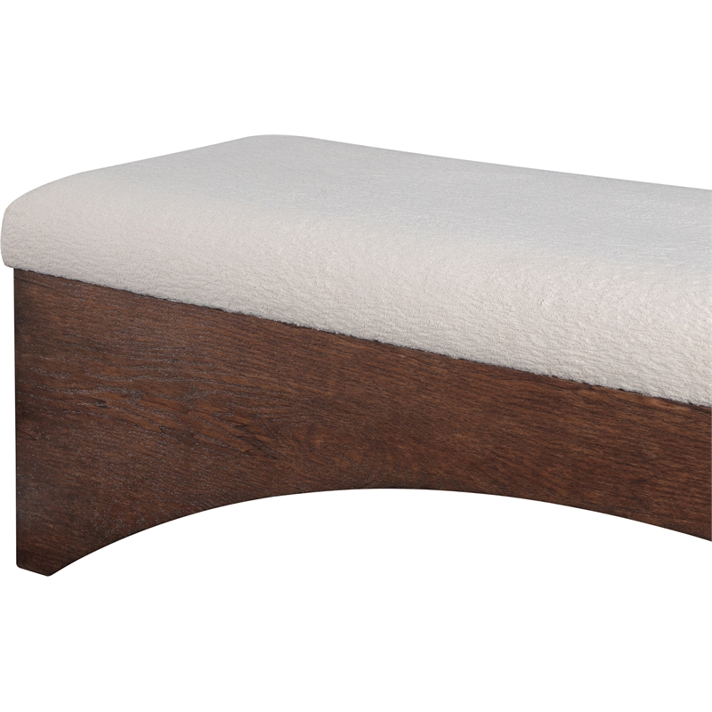 Meridian Furniture Lawson Beige Velour Fur Fabric Bench