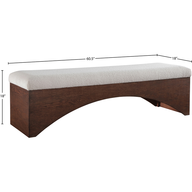Meridian Furniture Lawson Beige Velour Fur Fabric Bench