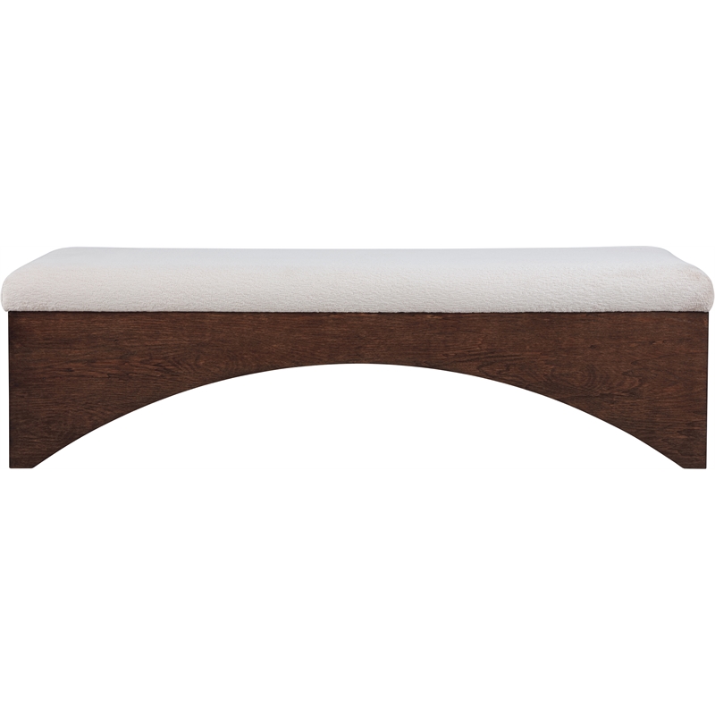 Meridian Furniture Lawson Beige Velour Fur Fabric Bench