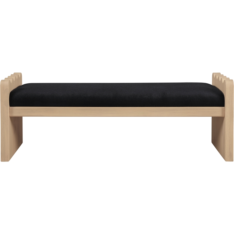 Meridian Furniture Sonia Black Velour Fur Fabric Bench