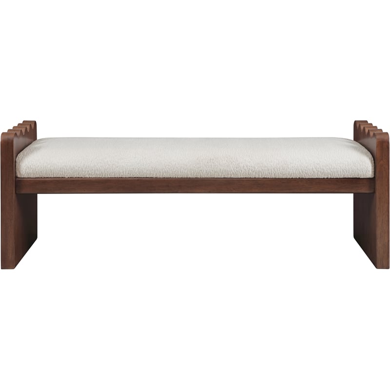 Meridian Furniture Sonia Cream Velour Fur Fabric Bench