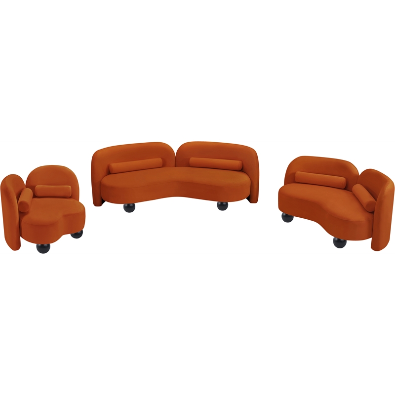 Meridian Furniture Daphne Cognac Velvet Loveseat