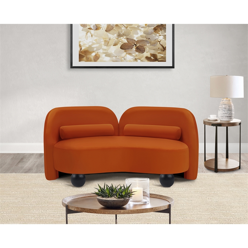 Meridian Furniture Daphne Cognac Velvet Loveseat