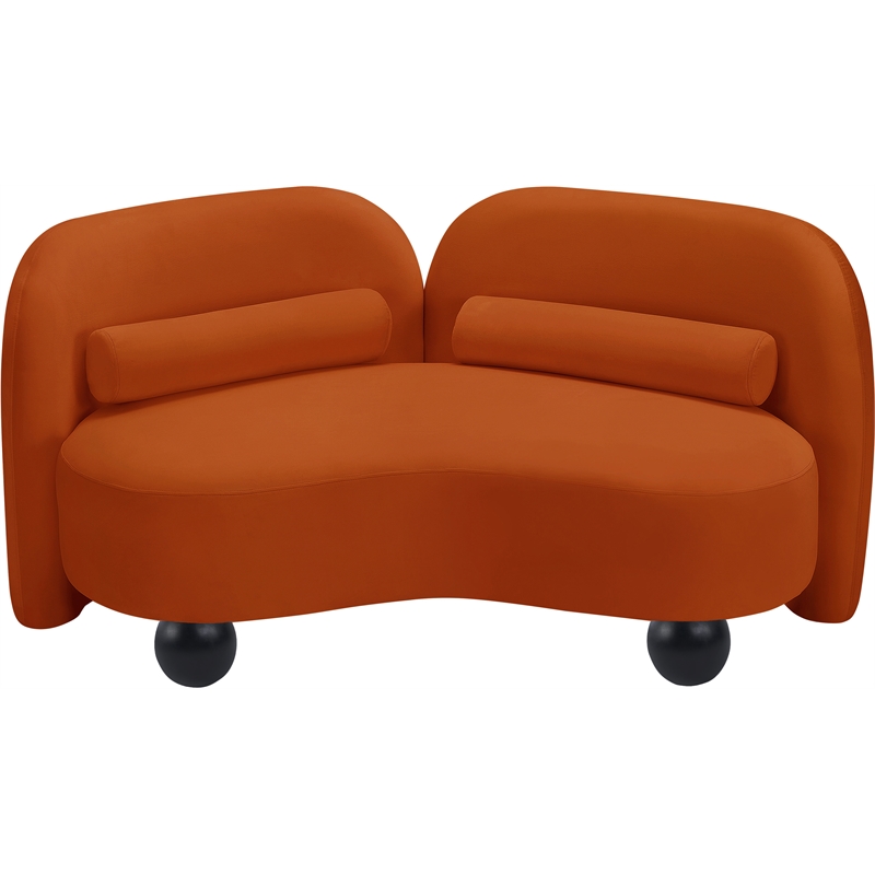 Meridian Furniture Daphne Cognac Velvet Loveseat
