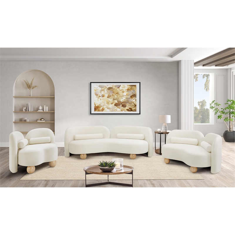 Meridian Furniture Daphne Cream Velvet Loveseat