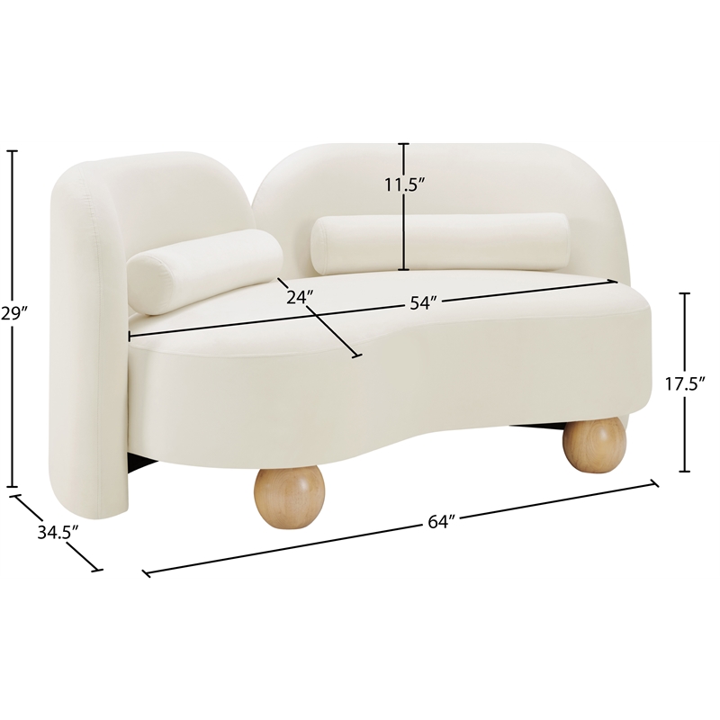 Meridian Furniture Daphne Cream Velvet Loveseat