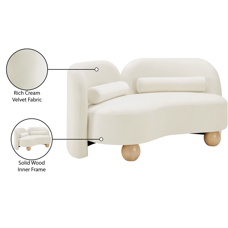 Meridian Furniture Daphne Cream Velvet Loveseat