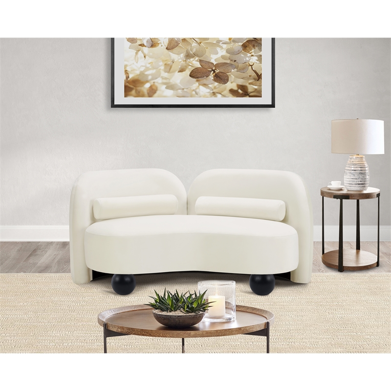 Meridian Furniture Daphne Cream Velvet Loveseat