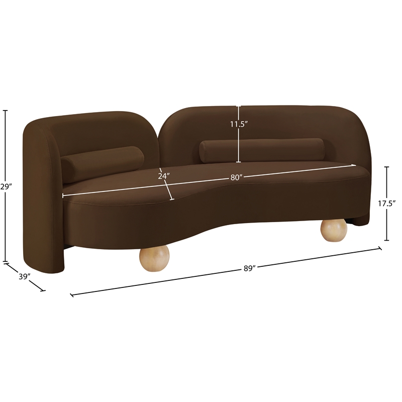 Meridian Furniture Daphne Brown Velvet Sofa