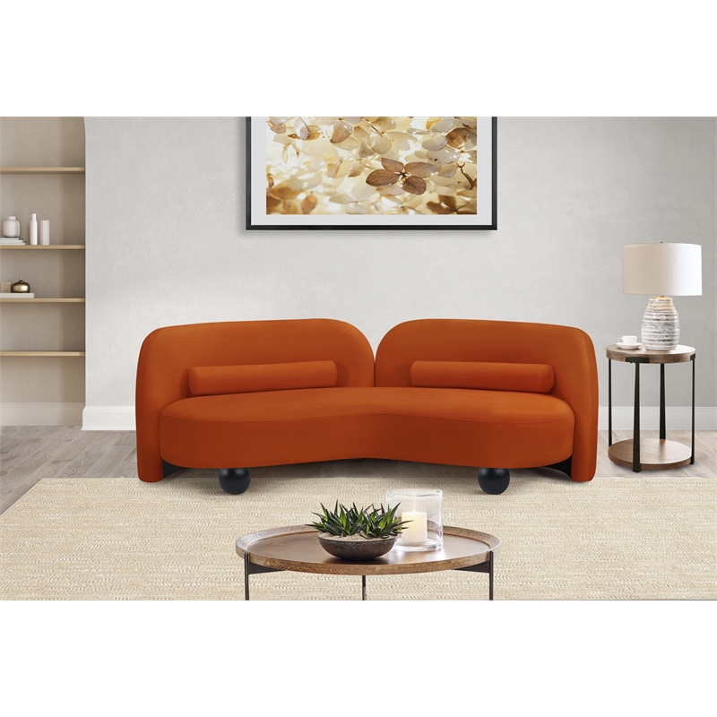 Meridian Furniture Daphne Cognac Velvet Sofa