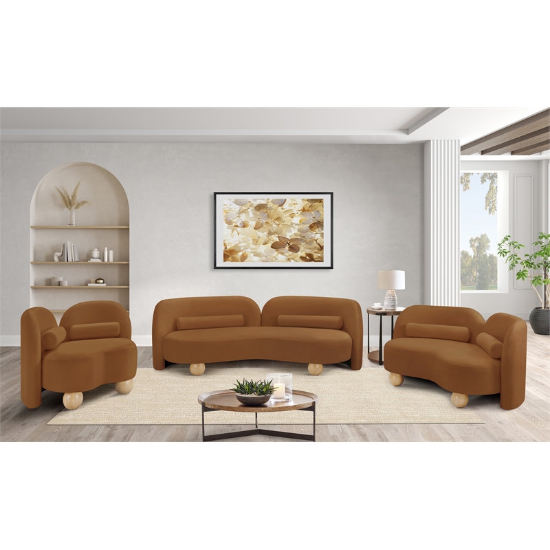 Meridian Furniture Daphne Saddle Velvet Sofa