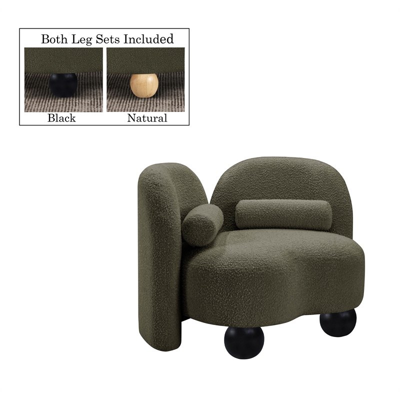Meridian Furniture Daphne Olive Boucle Fabric Chair