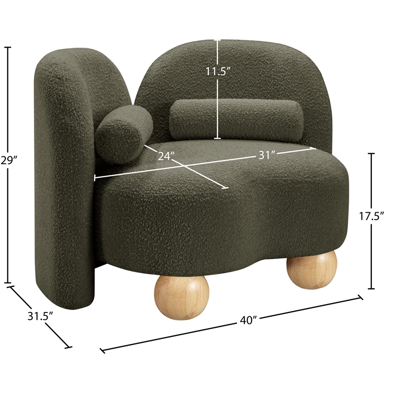 Meridian Furniture Daphne Olive Boucle Fabric Chair