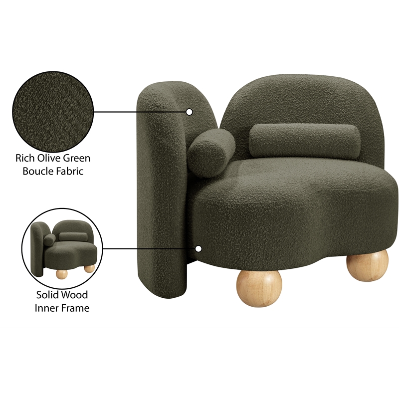 Meridian Furniture Daphne Olive Boucle Fabric Chair