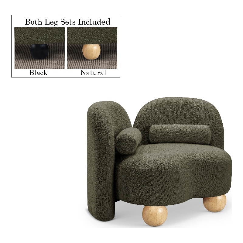 Meridian Furniture Daphne Olive Boucle Fabric Chair