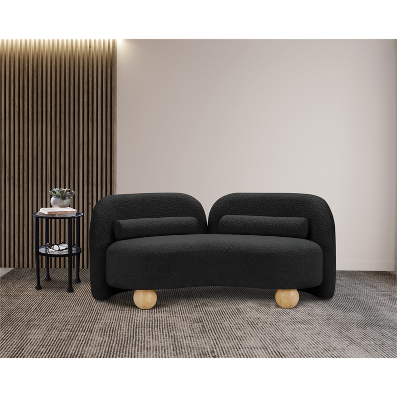 Meridian Furniture Daphne Black Boucle Fabric Loveseat
