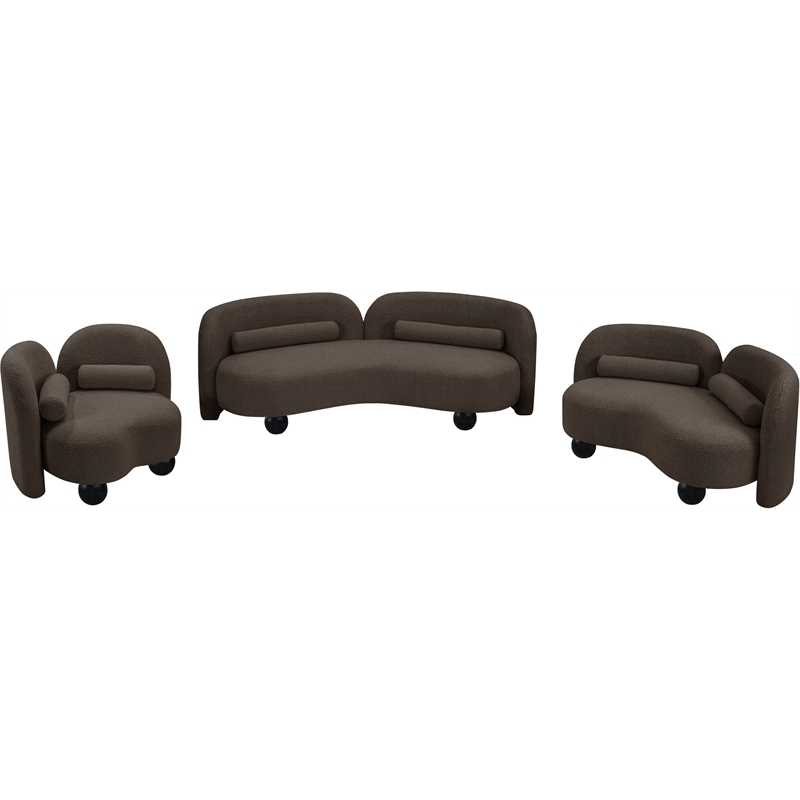 Meridian Furniture Daphne Brown Boucle Fabric Loveseat