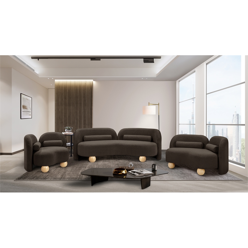 Meridian Furniture Daphne Brown Boucle Fabric Loveseat