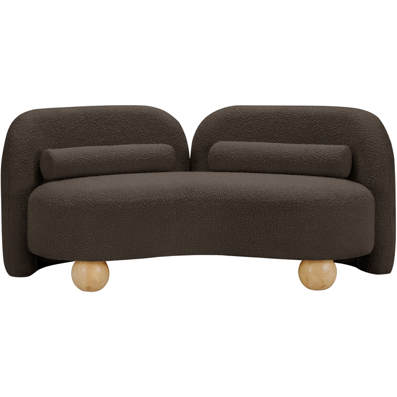 Meridian Furniture Daphne Brown Boucle Fabric Loveseat