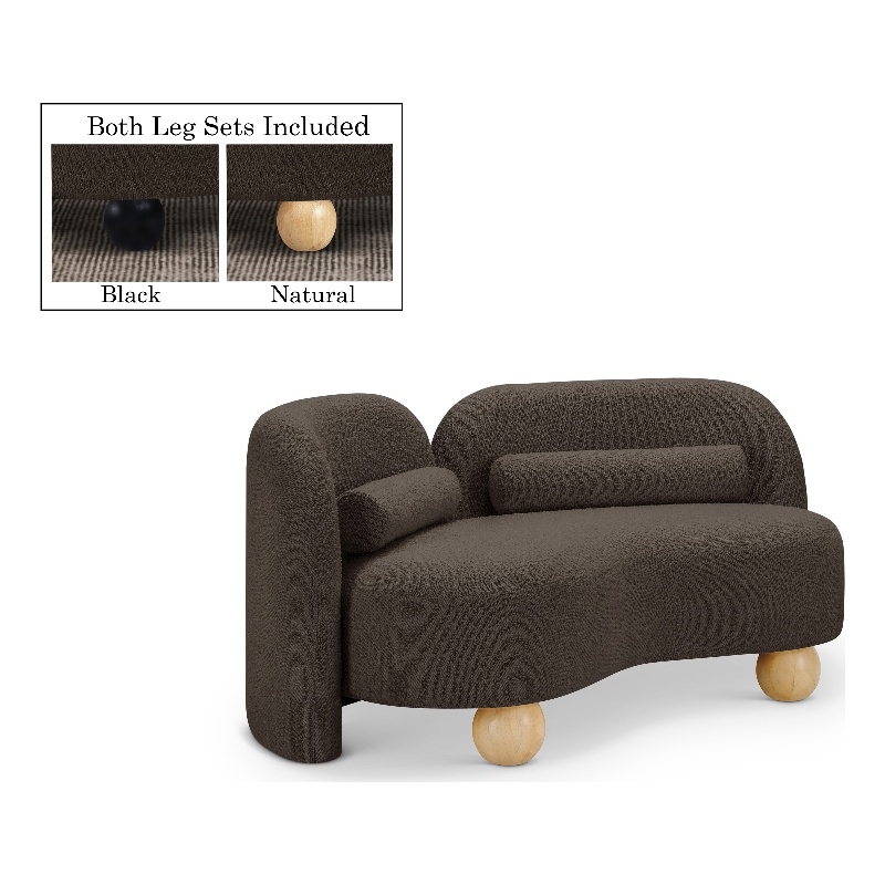 Meridian Furniture Daphne Brown Boucle Fabric Loveseat