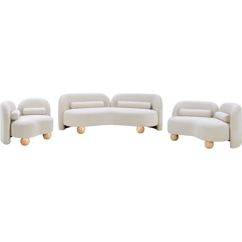 Meridian Furniture Daphne Cream Boucle Fabric Loveseat