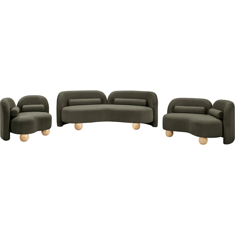Meridian Furniture Daphne Olive Boucle Fabric Loveseat