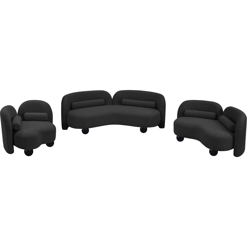 Meridian Furniture Daphne Black Boucle Fabric Sofa