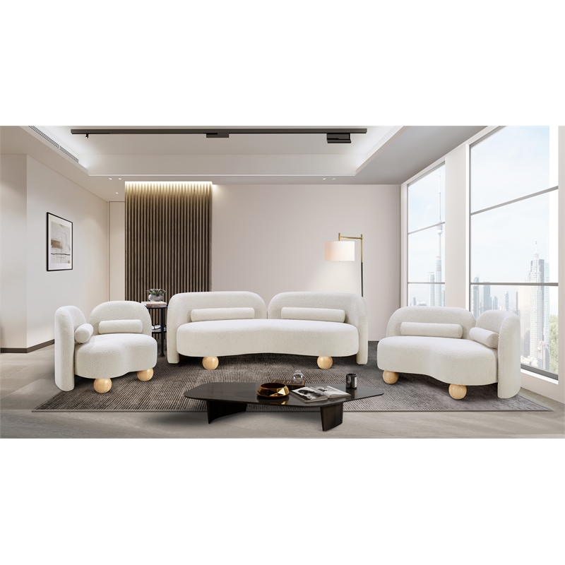 Meridian Furniture Daphne Cream Boucle Fabric Sofa