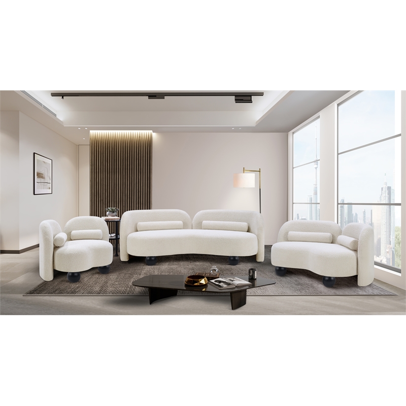Meridian Furniture Daphne Cream Boucle Fabric Sofa