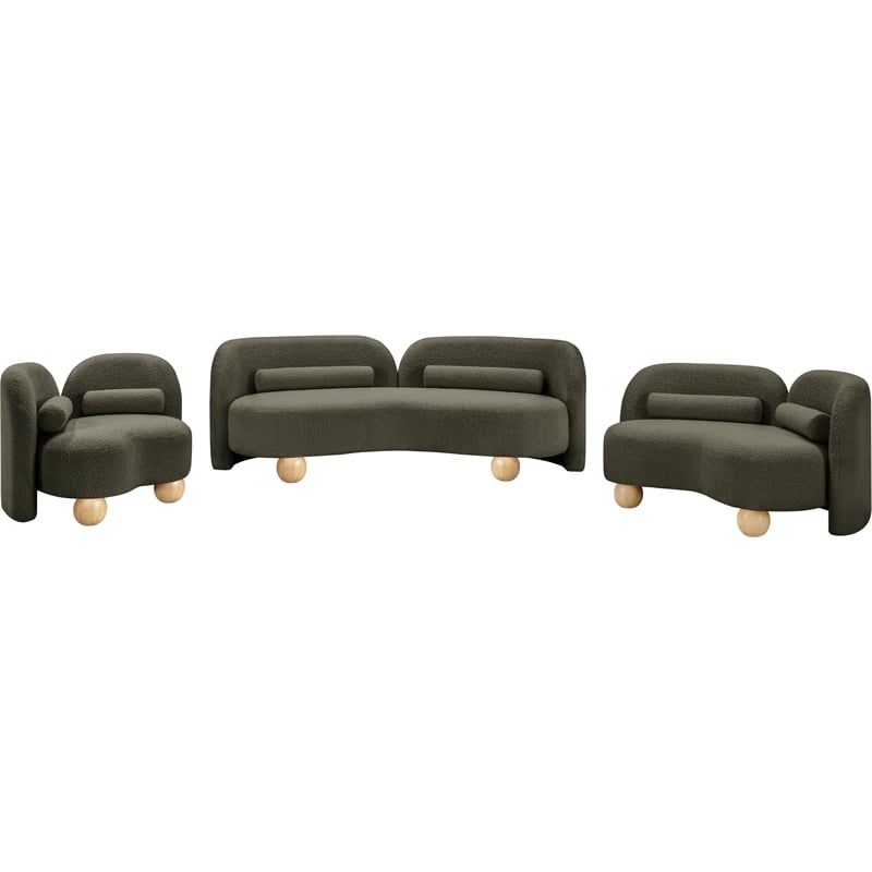 Meridian Furniture Daphne Olive Boucle Fabric Sofa
