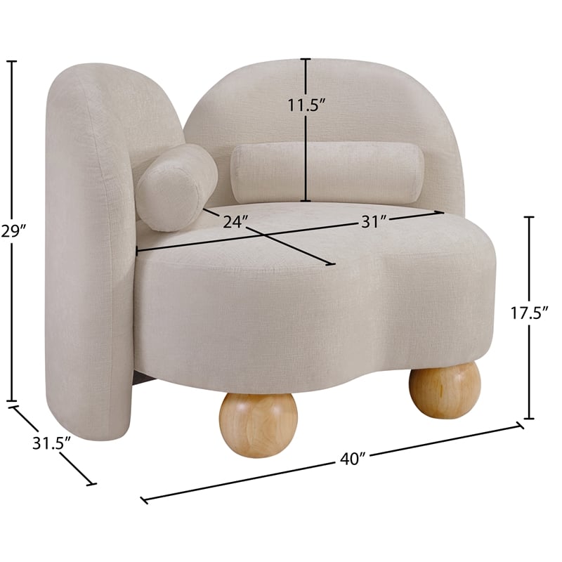 Meridian Furniture Daphne Beige Chenille Fabric Chair