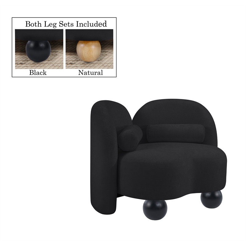 Meridian Furniture Daphne Black Chenille Fabric Chair